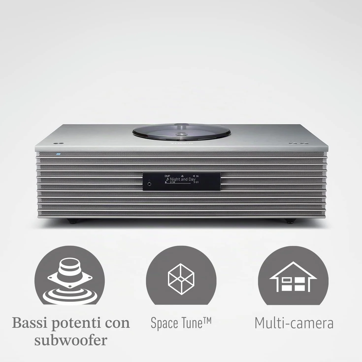 Technics SC-C65EG-S Sistema Musicale All-in-One con Lettore CD, Radio DAB+, Bluetooth, Wi-Fi, Argento