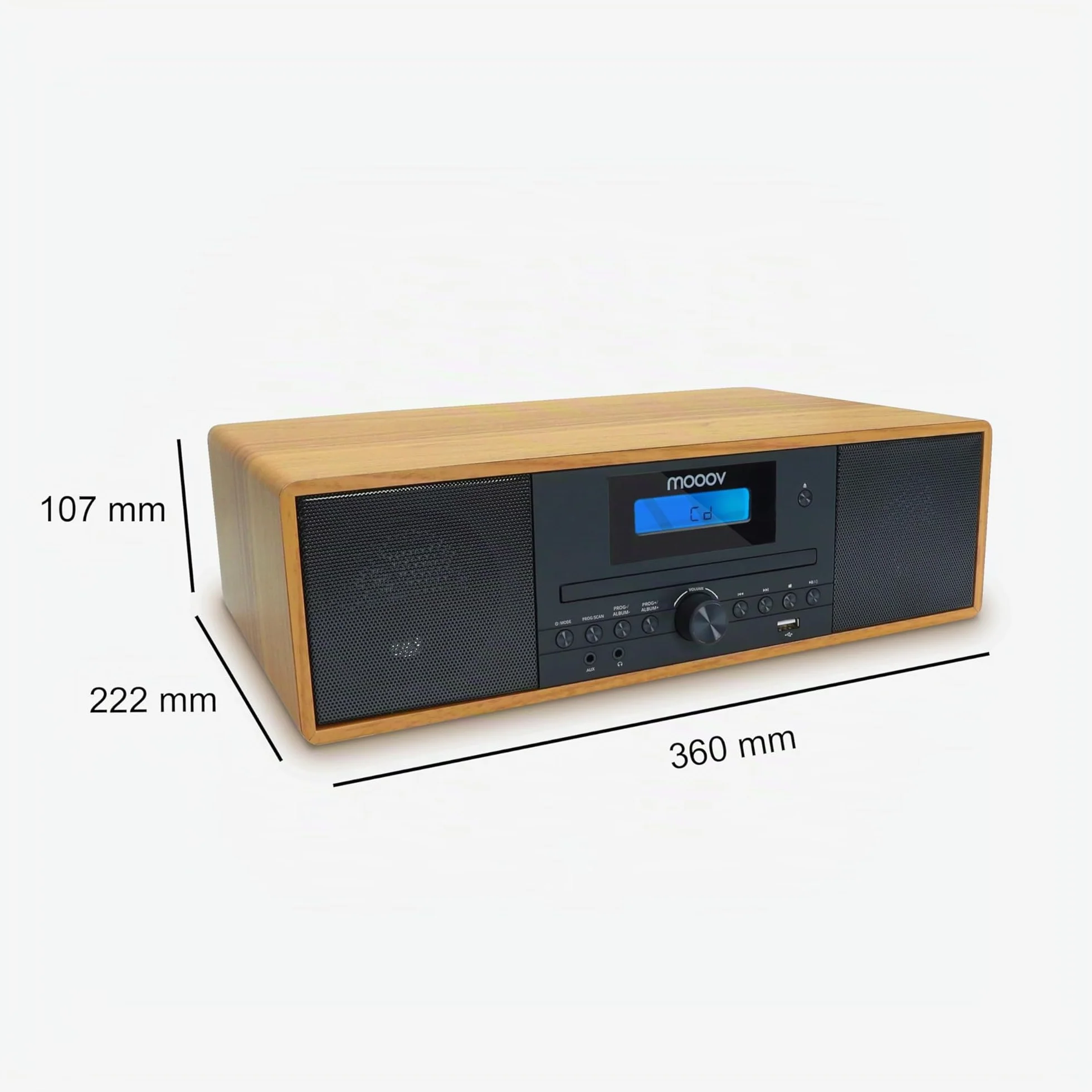 Mooov Microcatena HiFi stereo 50 W lettore CD Bluetooth radio FM USB AUX-IN RCA sveglia telecomando