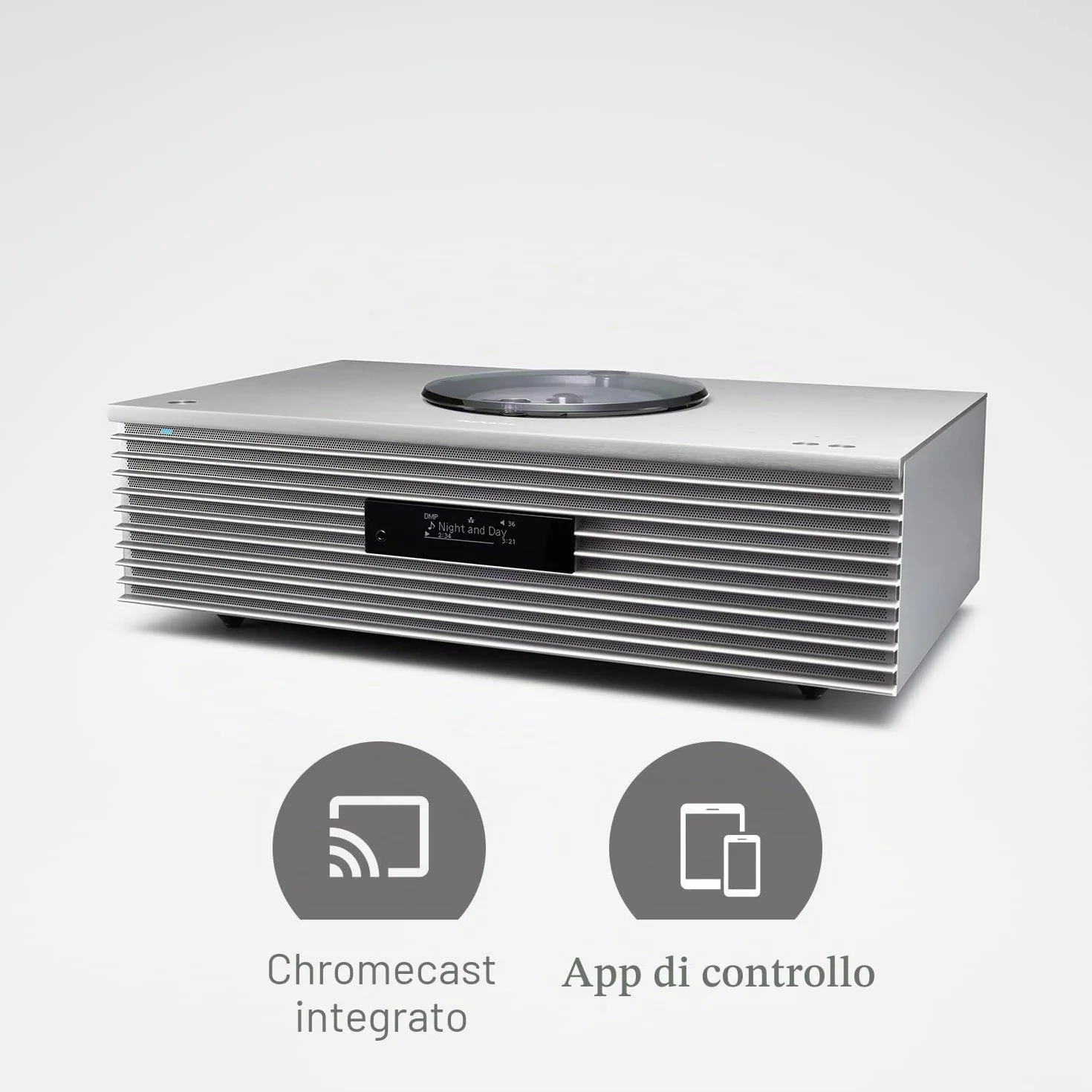 Technics SC-C65EG-S Sistema Musicale All-in-One con Lettore CD, Radio DAB+, Bluetooth, Wi-Fi, Argento